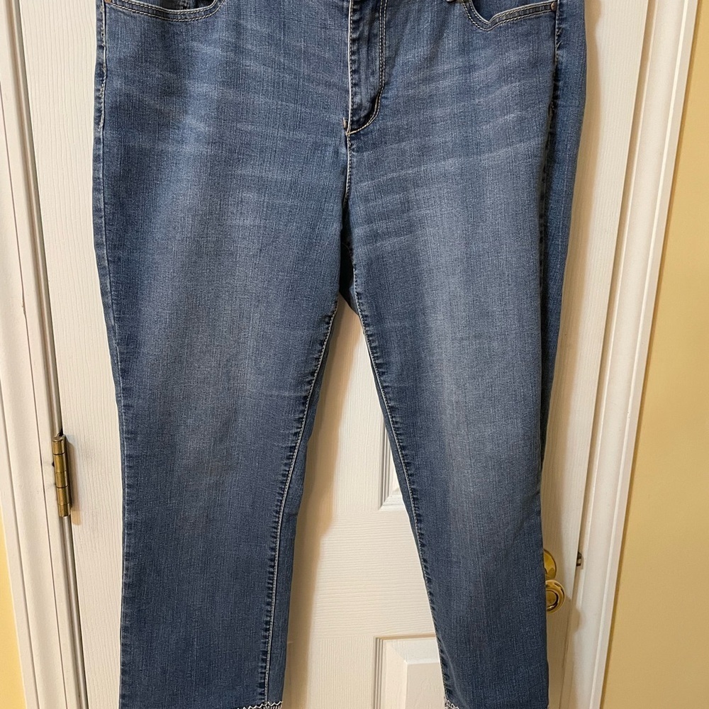 🌿✨ Earl Jean Embroidered Ankle Jeans | Size 16 | Stretch Denim ✨🌿